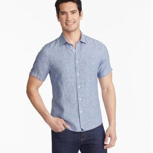 Untuckit Blue Linen Short Sleeve Shirt Button Up Men’s Large